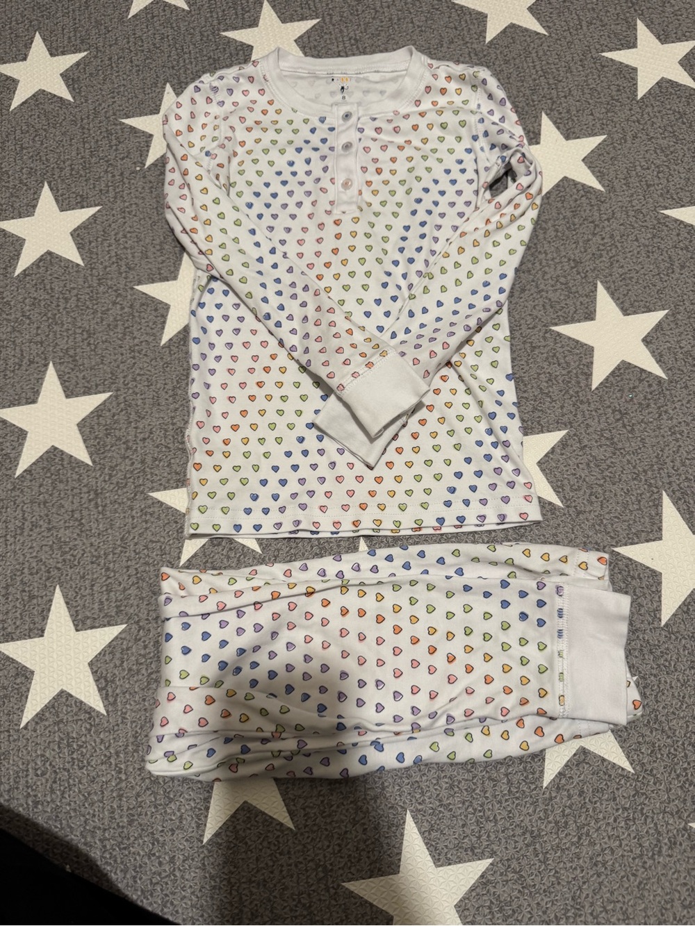 Roller Rabbit Kids Rainbow Heart White Long Sleeve Pajama Set